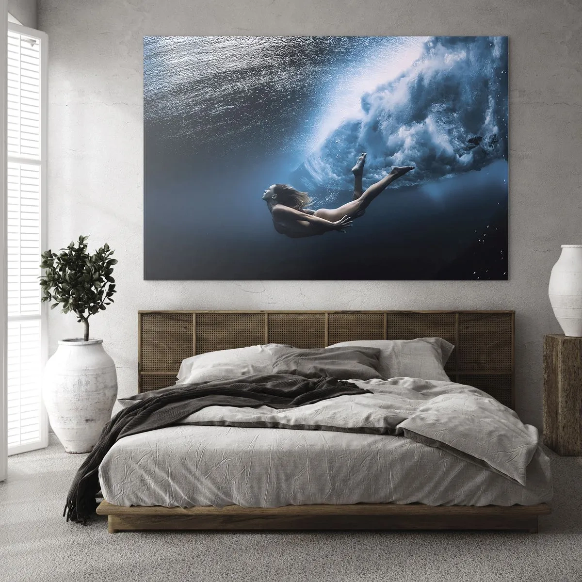 Obraz na skle - Moderná morská panna - 70x50cm - Súčasná morská panna - Moderná nástenná dekorácia do obývacej izby a spálne ARTTOR
