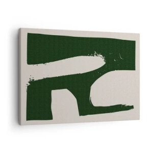 Obraz na plátne - Minimalistický abstrakt v zelenej farbe na svetlom pozadí - 70x50cm - Zálivy v bielom - Moderná nástenná dekorácia do obývacej izby a spálne ARTTOR