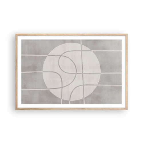 Plagát v ráme zo svetlého duba - Kruhovo a priamo - 91x61 cm