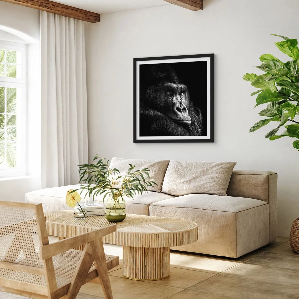 Plagát v čiernom ráme - Na čo sa tak pozeráš? - 40x40 cm