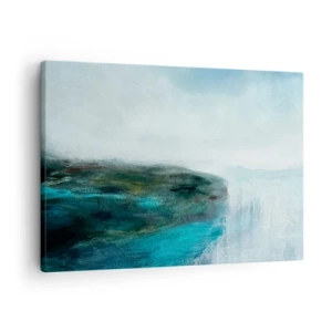Obraz na plátne - Abstraktná krajina v odtieňoch tyrkysovej a sivej - 70x50cm - Námorná abstrakcia - Moderná nástenná dekorácia do obývacej izby a spálne ARTTOR