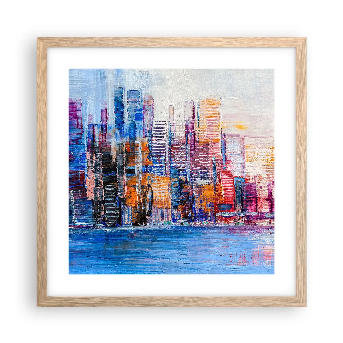 Plagát v ráme zo svetlého duba - Radostná metropola - 40x40 cm