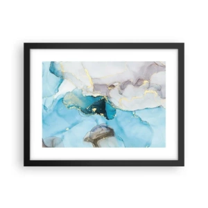 Plagát v čiernom ráme - Štúdia o stretnutí šedej a tyrkysovej - 40x30 cm