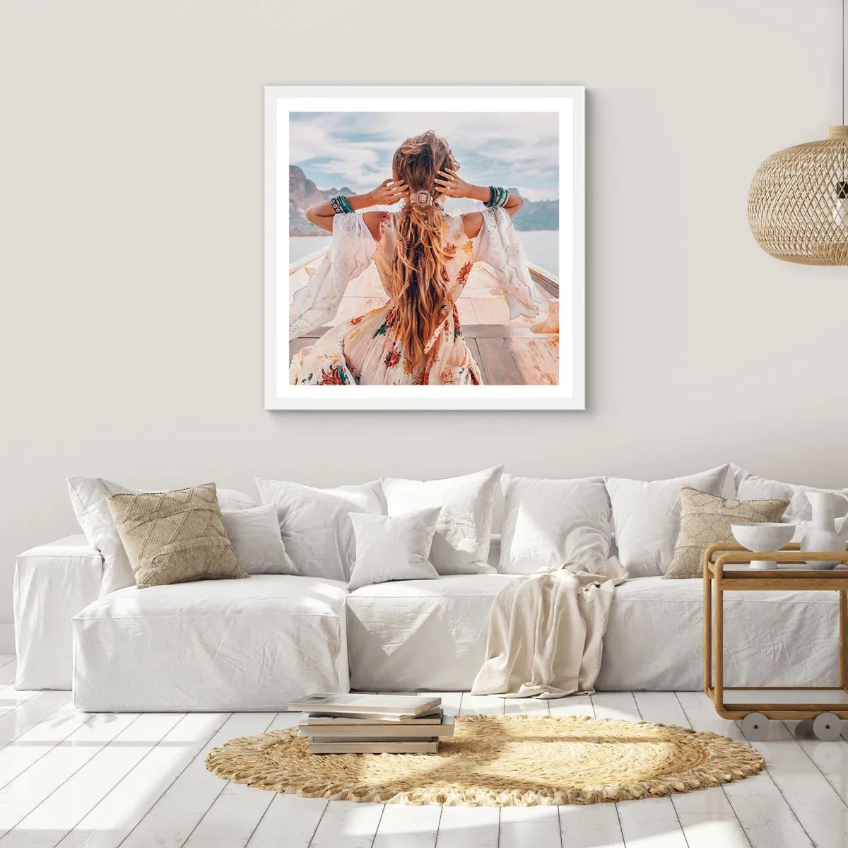 Plagát v bielom ráme - Na ceste ku šťastiu - 60x60 cm