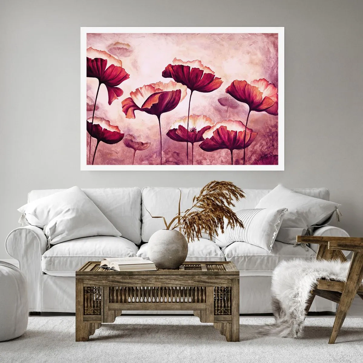 Plagát - Červený a biely plátok - 100x70 cm