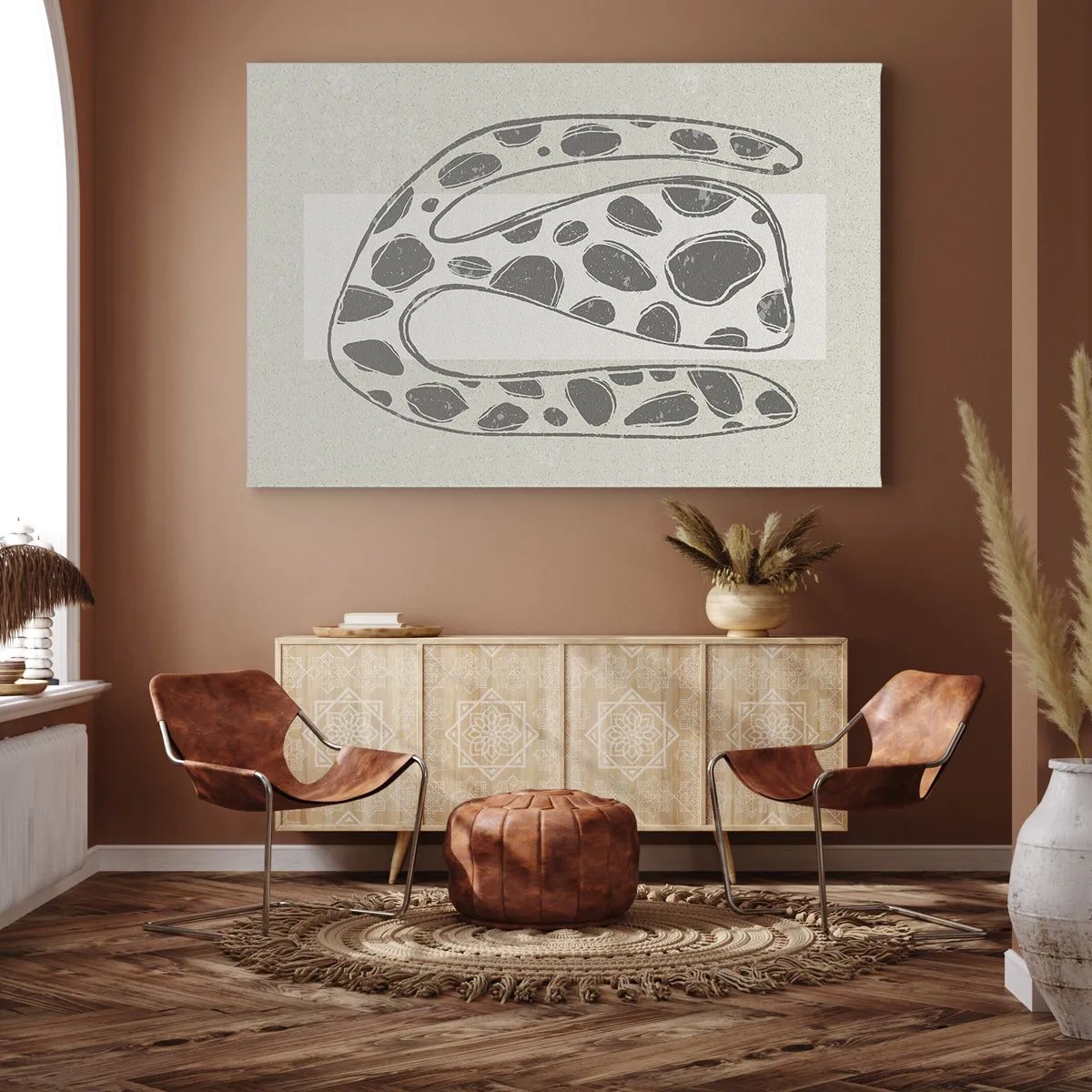 Obraz na plátne - Abstraktný organický vzor v odtieňoch sivej - 70x50cm - Bizarná bytosť - Moderná nástenná dekorácia do obývacej izby a spálne ARTTOR