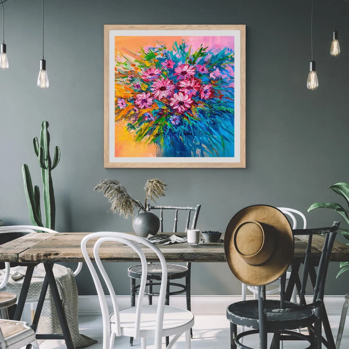 Plagát v ráme zo svetlého duba - Energia života - 50x50 cm