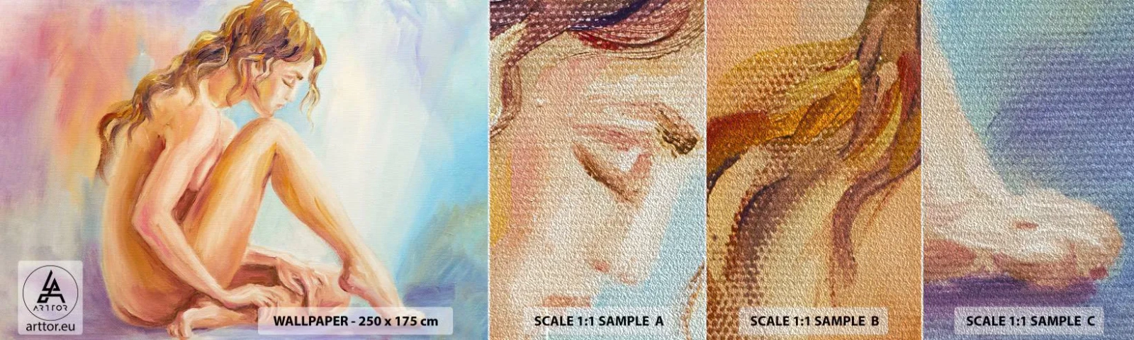 Vzorka fototapety Premium Sand - Akt mladosti - Žena, Telo, Model - 100x30 cm