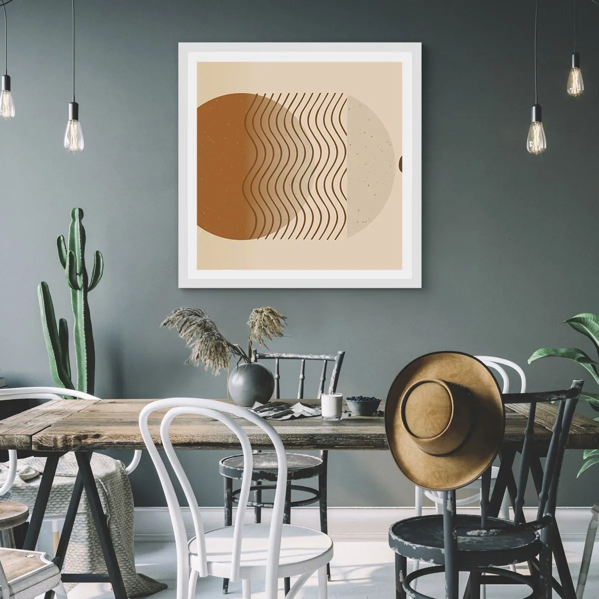 Plagát v bielom ráme - O pôvode geometrických obrazcov - 50x50 cm