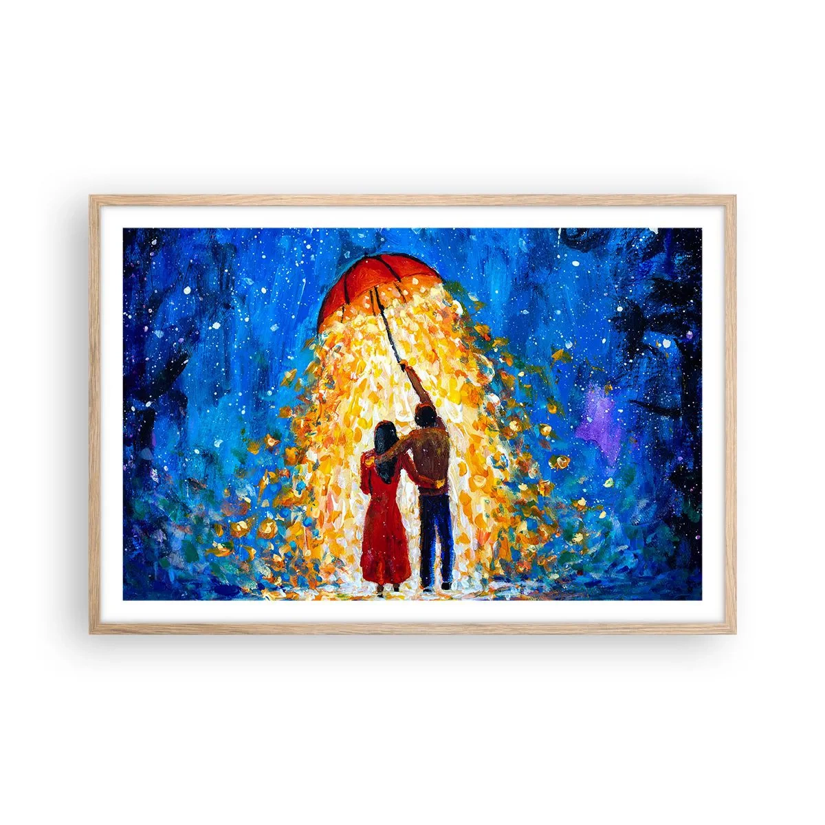 Plagát v ráme zo svetlého duba - Mágia daždivého večera? - 91x61 cm