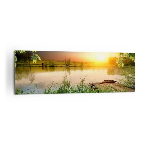Obraz na plátne - Krajina v zelenom ráme - 160x50 cm