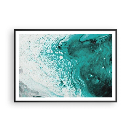 Plagát v čiernom ráme - Prepadnúť sa v bielej a tyrkysovej - 100x70 cm