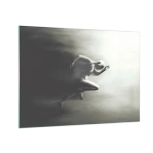Obraz na skle - Dynamická silueta bežiacej postavy v rozmazanom svetle - 70x50cm - Nezastaviteľný - Moderná nástenná dekorácia do obývacej izby a spálne ARTTOR