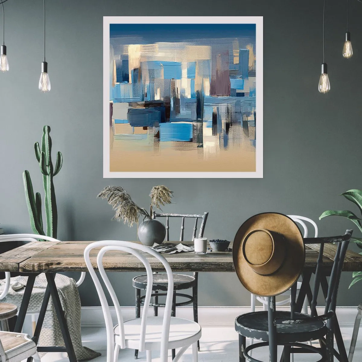 Plagát - Modrá konštrukcia - 40x40 cm