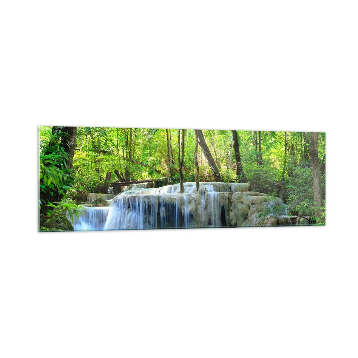 Obraz na skle - Utopiť v tyrkyse a zeleni - 160x50 cm