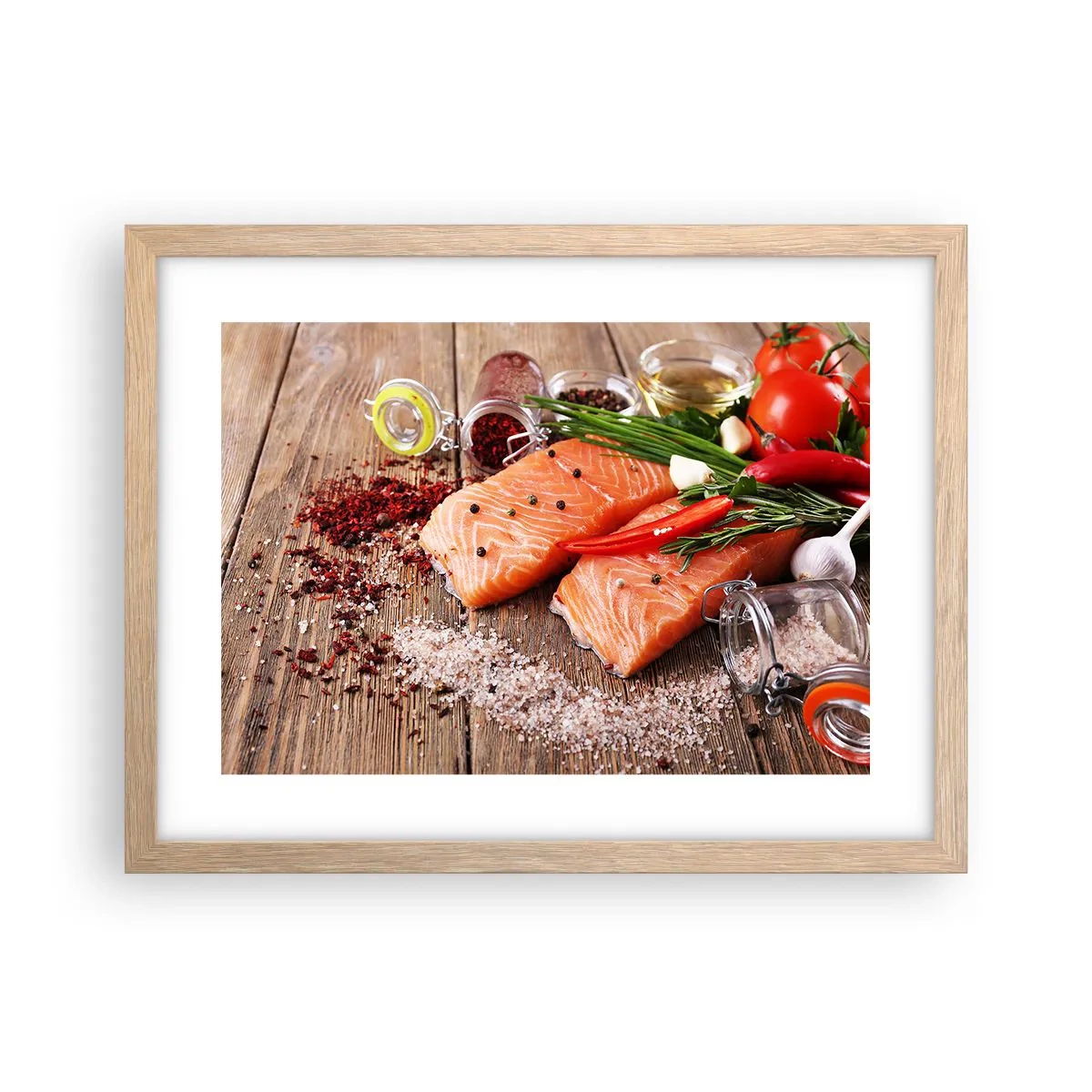 Plagát v ráme zo svetlého duba - Nórske dobrodružstvo v kuchyni - 40x30 cm