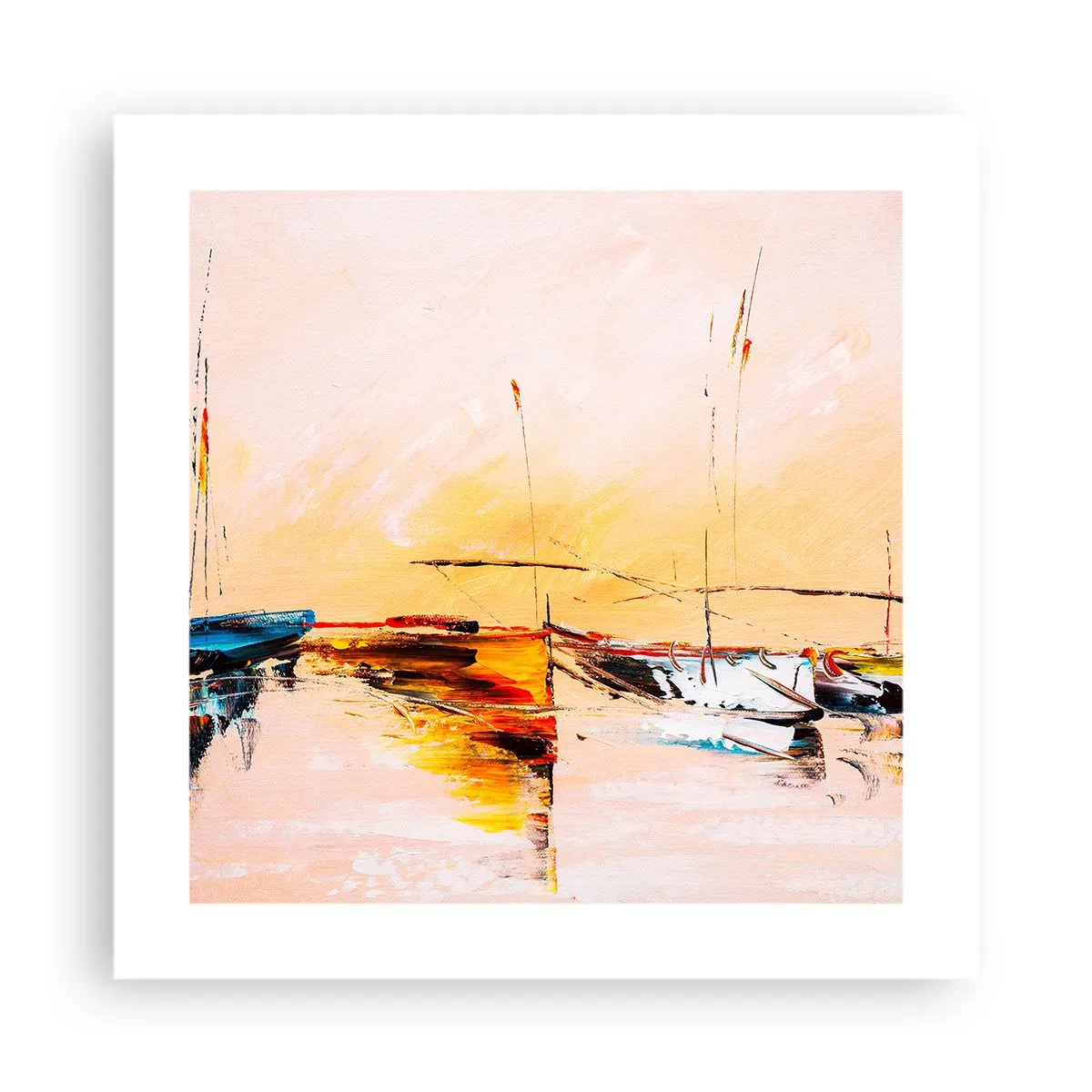 Plagát - Večer v prístave - 40x40 cm