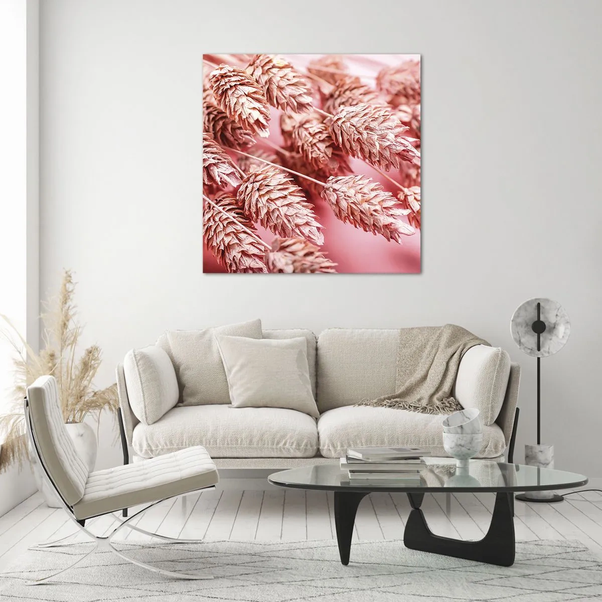 Obraz na skle - Kvetinová kaskáda v ružovej - 60x60 cm