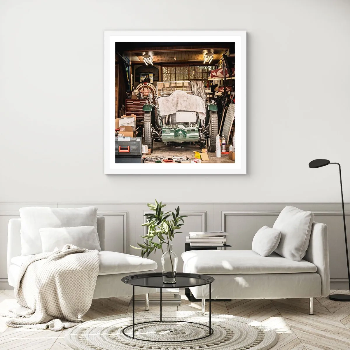 Plagát v bielom ráme - Späť do minulosti - 50x50 cm