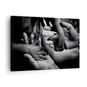 Obraz na plátne - Čiernobiele ruky rôznych generácií - 70x50cm - Byť človekom - Moderná nástenná dekorácia do obývacej izby a spálne ARTTOR