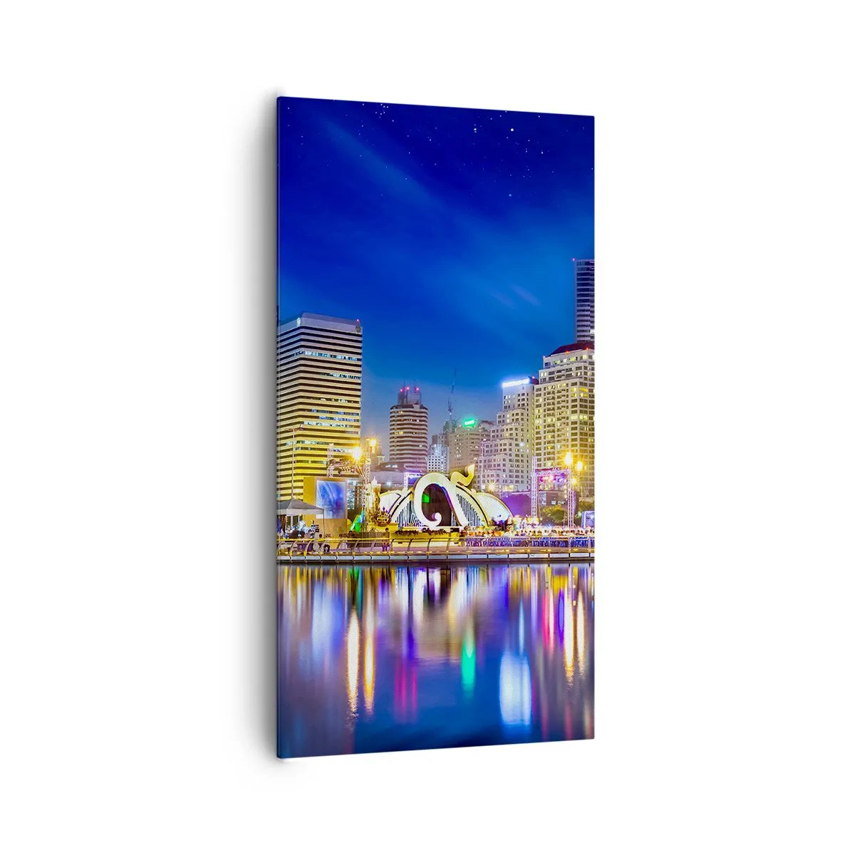 Obraz na plátne - Dúhová noc metropoly - 65x120 cm