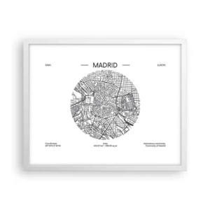 Plagát v bielom ráme - Anatómia Madridu - 50x40 cm