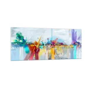 Obraz na skle - Most radosti nad riekou života - 100x40 cm