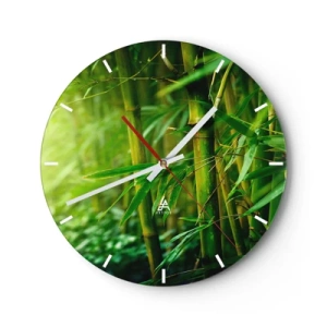 Nástenné hodiny - Bambusový les v intenzívnych odtieňoch zelenej - 30x30cm - Poznať samotnú zeleň - Moderná nástenná dekorácia do obývacej izby, kuchyne a spálne ARTTOR