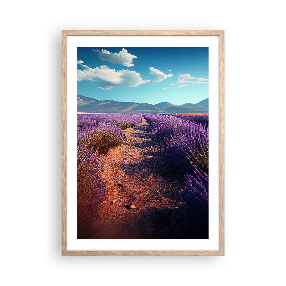 Plagát v ráme zo svetlého duba - Voňavé polia - 50x70 cm