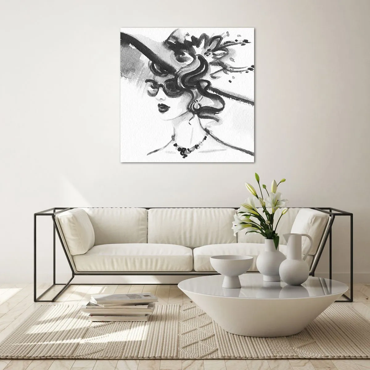 Obraz na skle - Dáma s charakterom - 70x70 cm