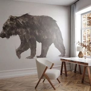 Fototapeta Standard Eco - Umelecká grafika medveďa na bielom pozadí - 100x70cm - Vždy nosím naozajstný kožuch! - Moderná nástenná dekorácia do obývacej izby a spálne ARTTOR