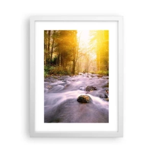 Plagát v bielom ráme - Malachit v strieborno-zlatej podobe - 30x40 cm