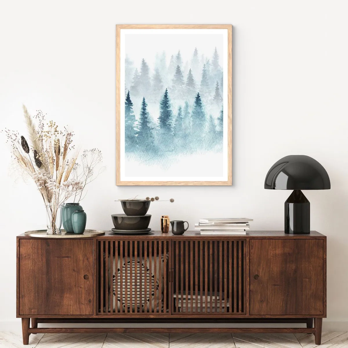 Plagát v ráme zo svetlého duba - Zahalené hmlou - 70x100 cm