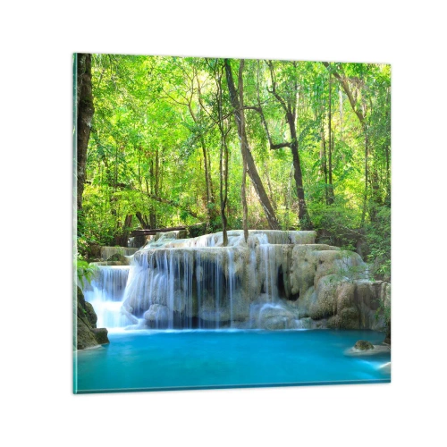 Obraz na skle - Utopiť v tyrkyse a zeleni - 30x30 cm