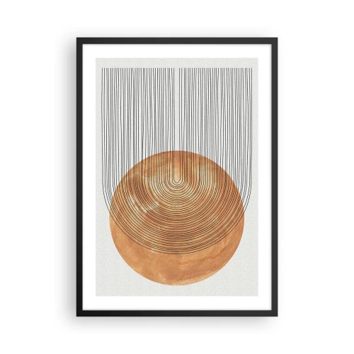 Plagát v čiernom ráme - Geometrická abstrakcia v zemitých tónoch - 50x70cm - Slnečná kompozícia - Moderná nástenná dekorácia do obývacej izby a spálne ARTTOR