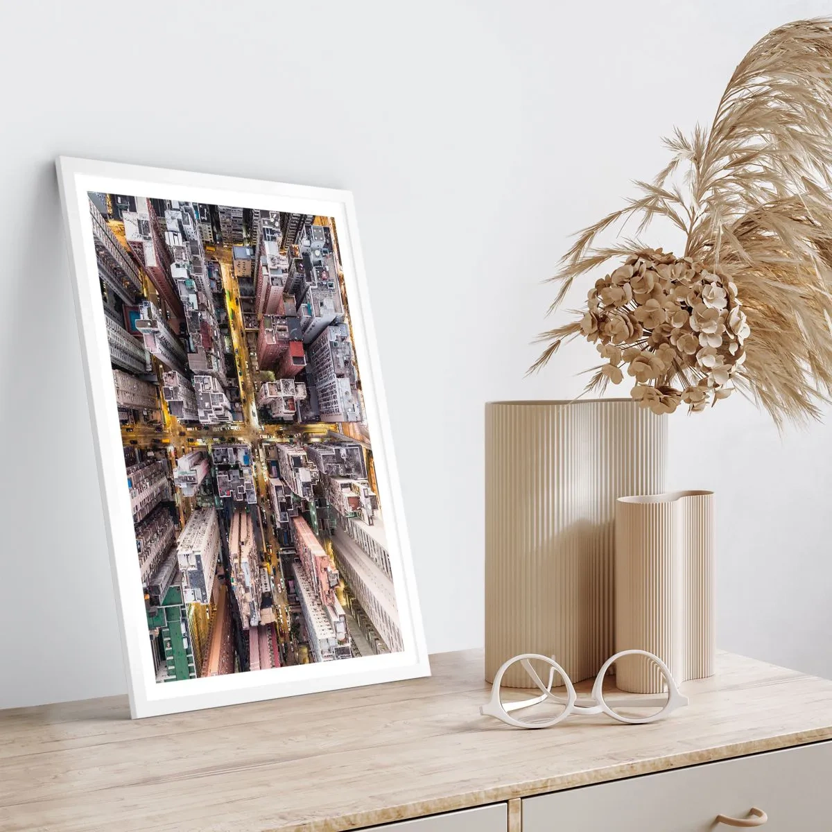 Plagát v bielom ráme - Pozdrav z Hongkongu - 40x50 cm