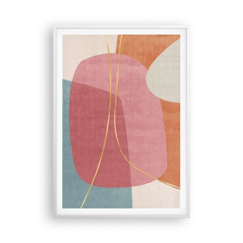 Plagát v bielom ráme - Pastelová kompozícia so zlatou niťou - 70x100 cm