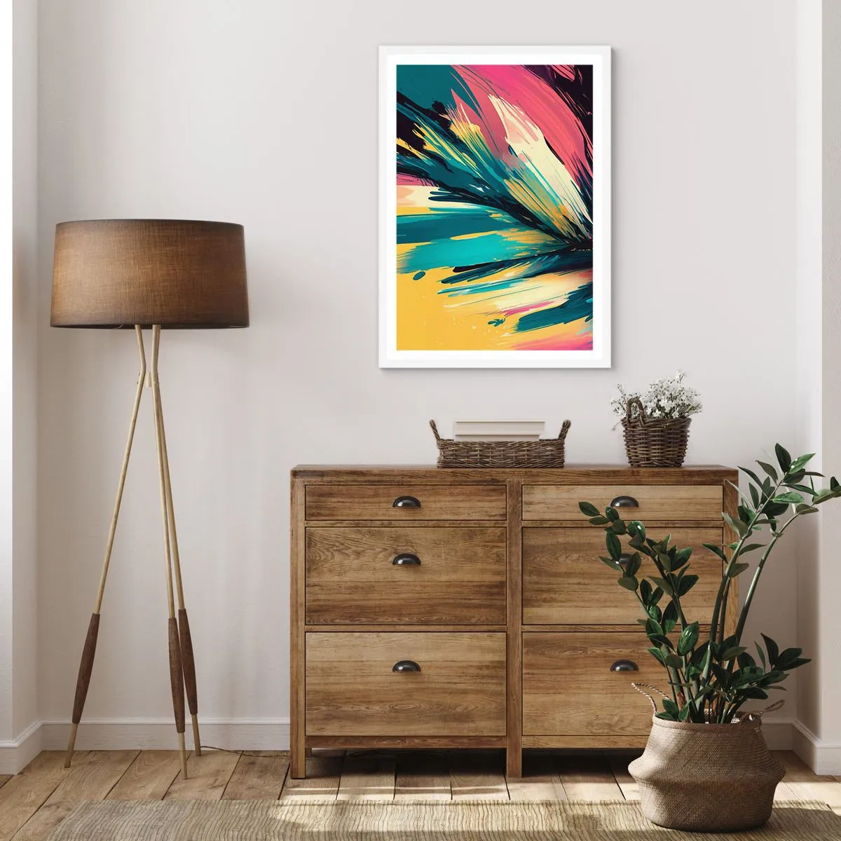 Plagát v bielom ráme - Kompozícia – explózia radosti - 70x100 cm