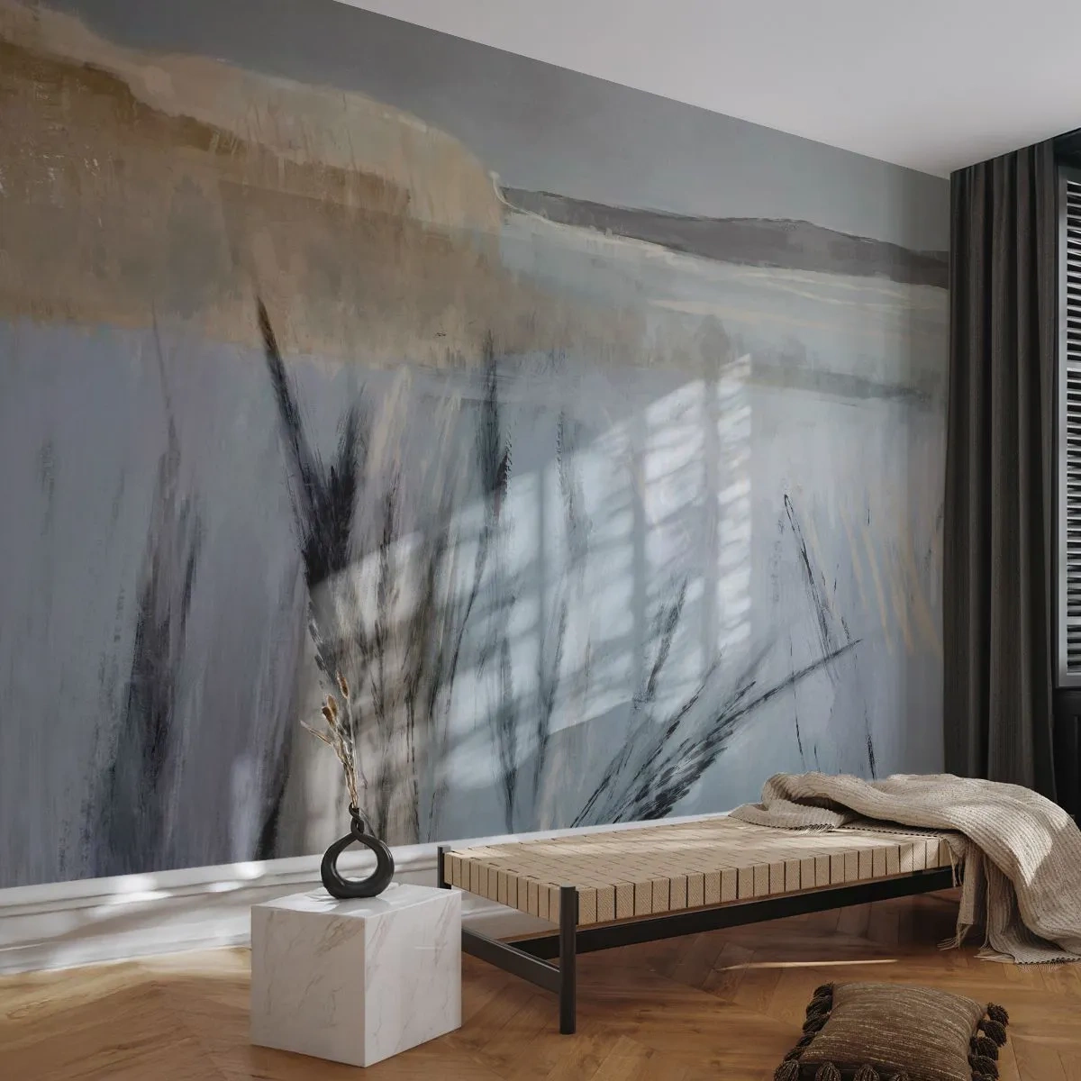 Fototapeta Premium Sand - Zimné polia - Svetlý, Minimalizmus, Kus - 200x140 cm