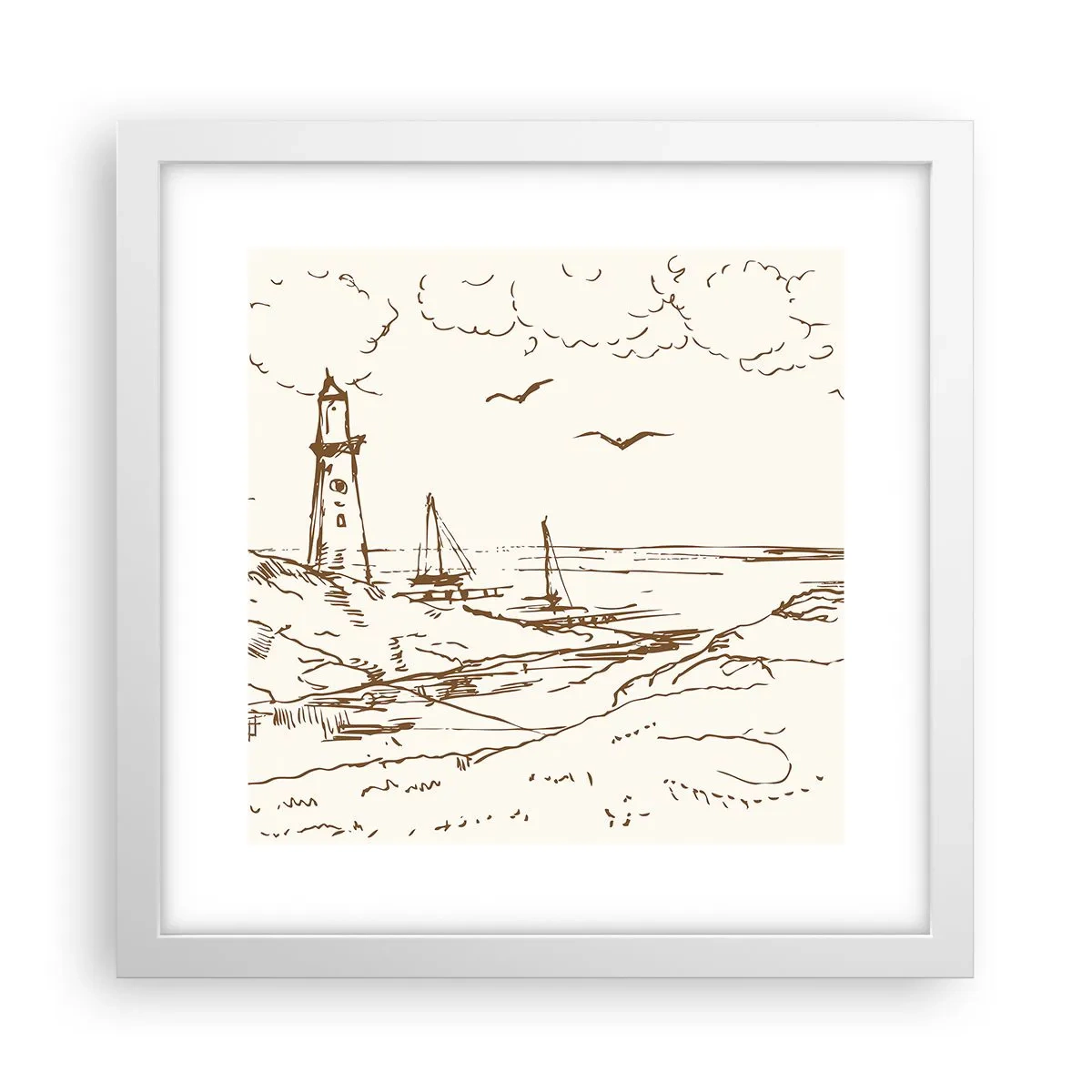 Plagát v bielom ráme - Náčrt letných spomienok - 30x30 cm