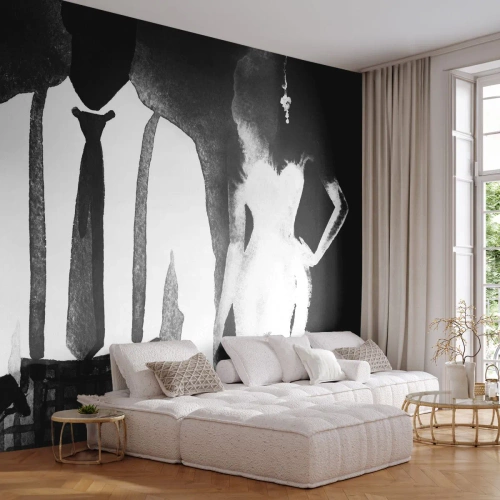 Fototapeta Premium Canvas - V štýle noir - Abstrakcia, Žena a muž, Móda - 300x210 cm