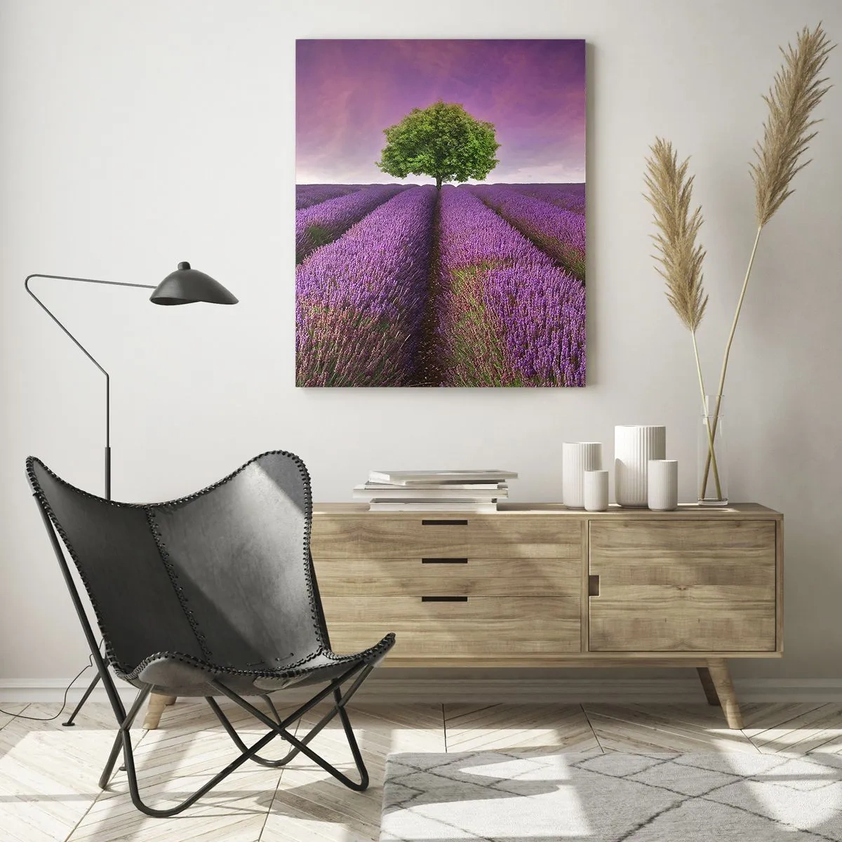 Obraz na skle - Na levanduľových poliach - 50x70 cm