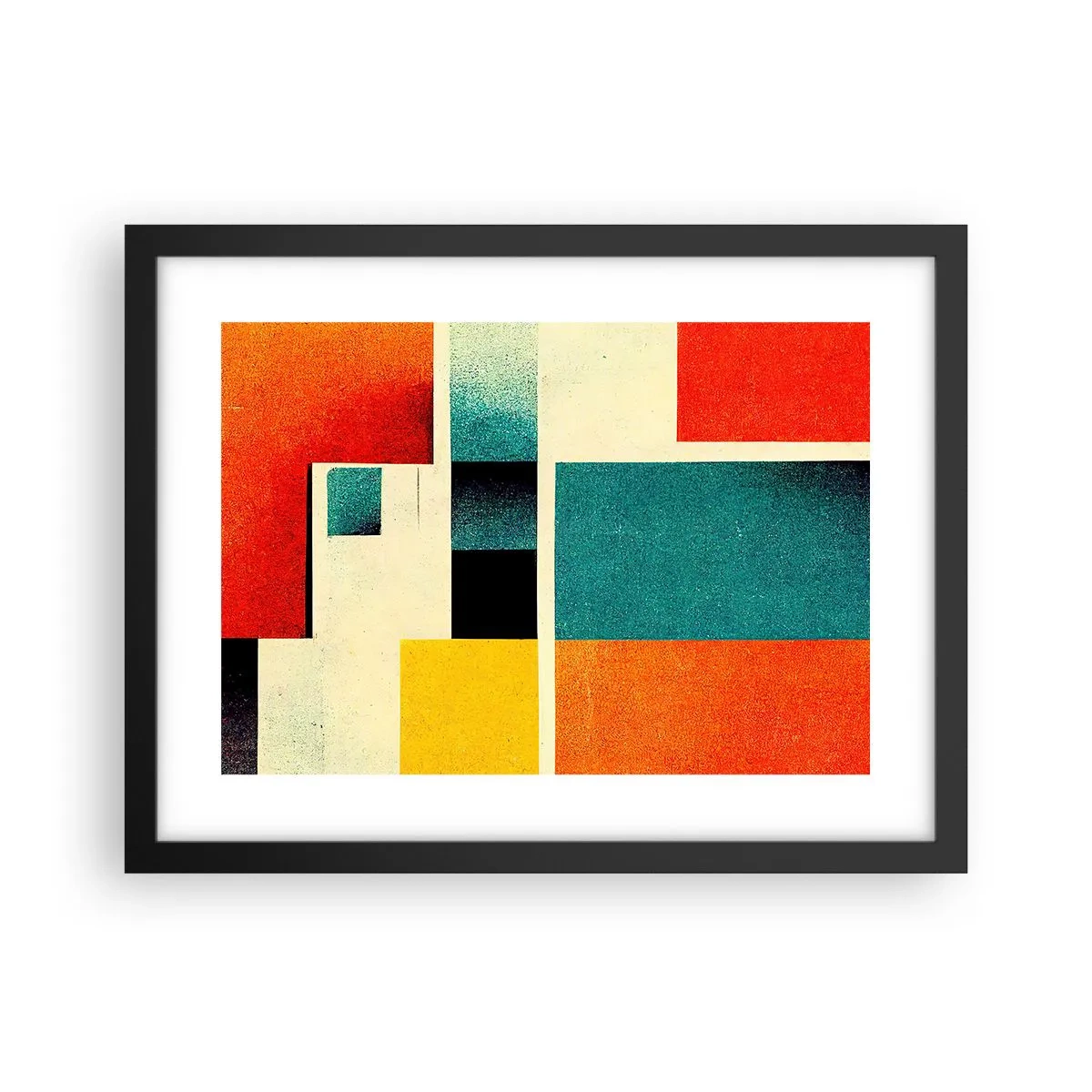 Plagát v čiernom ráme - Geometrická abstrakcia – dobrá energia - 40x30 cm