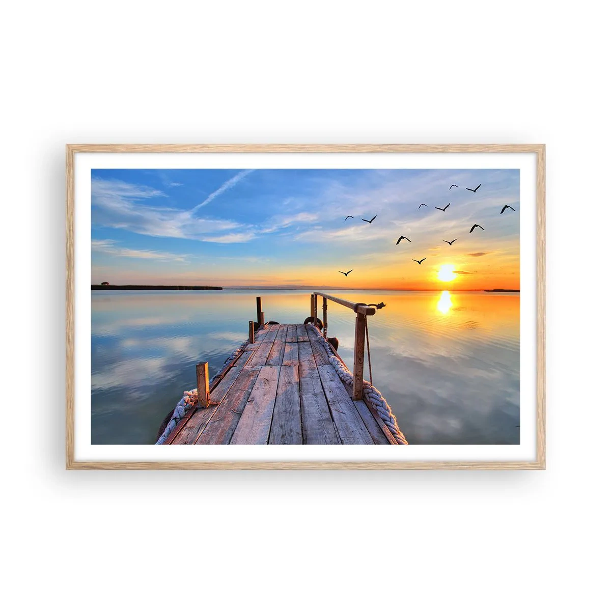 Plagát v ráme zo svetlého duba - Ísť pred seba smerom k slnku - 91x61 cm