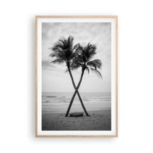 Plagát v ráme zo svetlého duba - Nežná prítomnosť - 61x91 cm