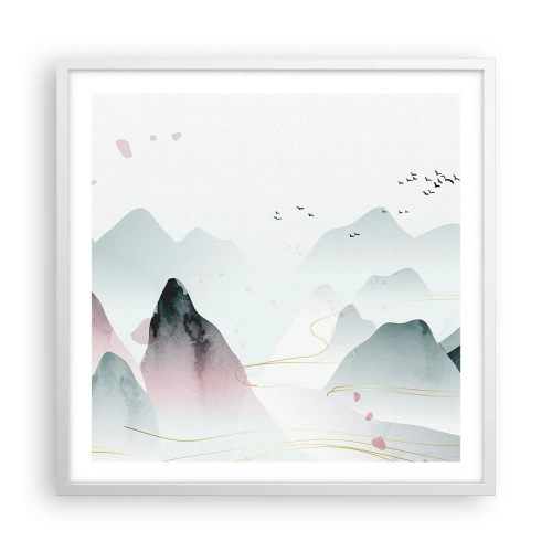 Plagát v bielom ráme - Cez vrcholy - 60x60 cm