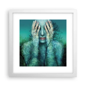 Plagát v bielom ráme - Ponorená do modrej - 30x30 cm