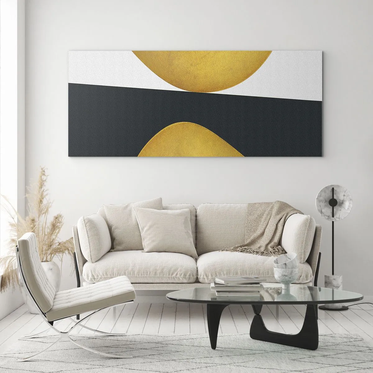 Obraz na skle - Po prvé: zlato - 100x40 cm