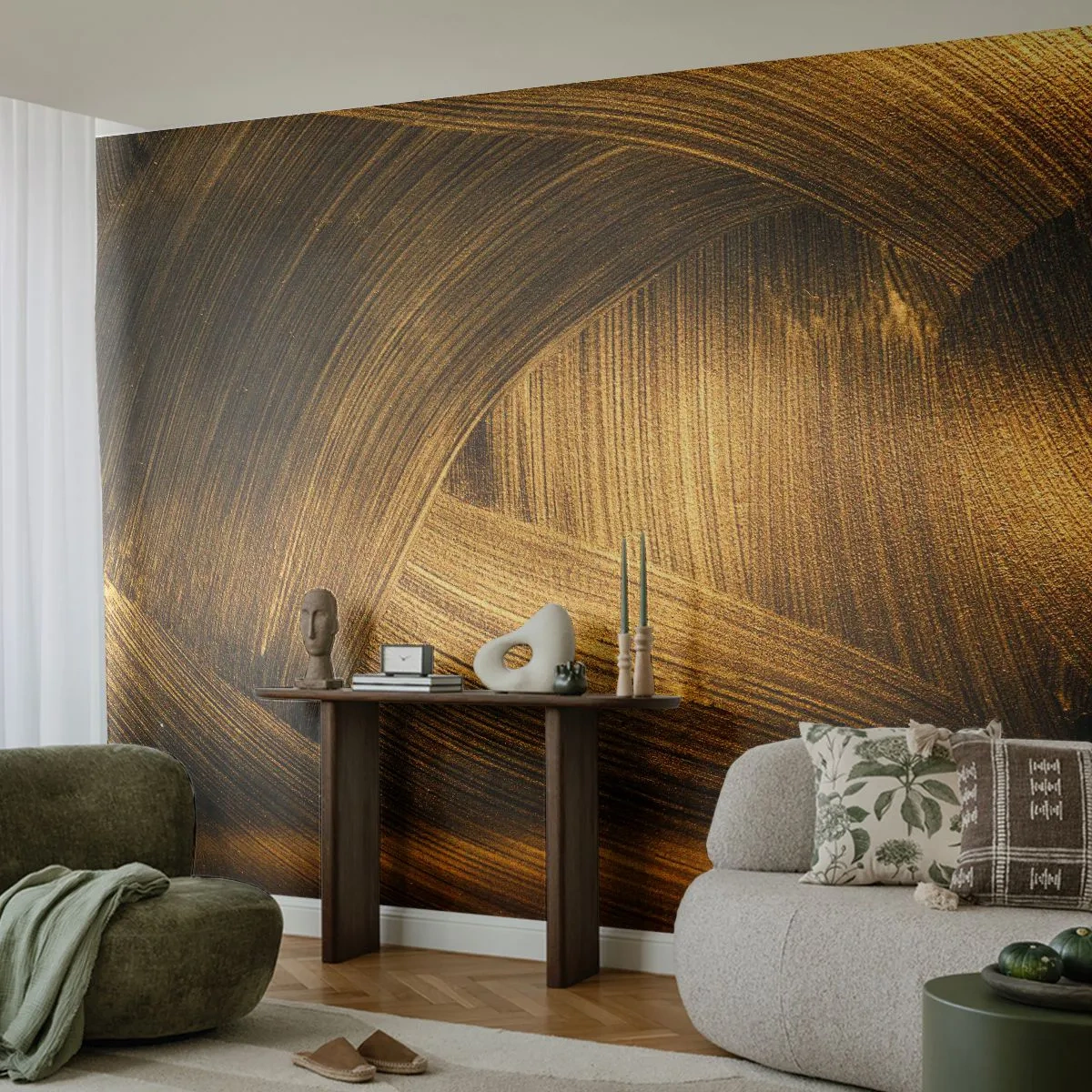Fototapeta Premium Sand - V zlatom labyrinte - Abstrakcia, Kus, Zlato - 300x210 cm