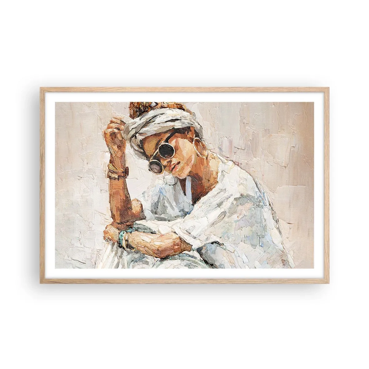 Plagát v ráme zo svetlého duba - Portrét v plnom slnku - 91x61 cm